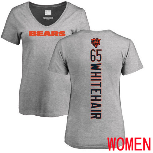 Chicago Bears Ash Women Cody Whitehair Backer V-Neck NFL Football #65 T Shirt->nfl t-shirts->Sports Accessory